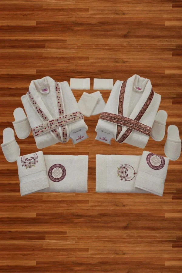 kf-A5f335e447fb7443a8e91291b83105328b-Robe-Set-Bathrobe-Set-16-PCS-Men-Women-Bathroom-Nightglown-Hand-Face-Towel-Slippers-Poach-Soap Robe Set Bathrobe Set 16 PCS Turkish High Quality