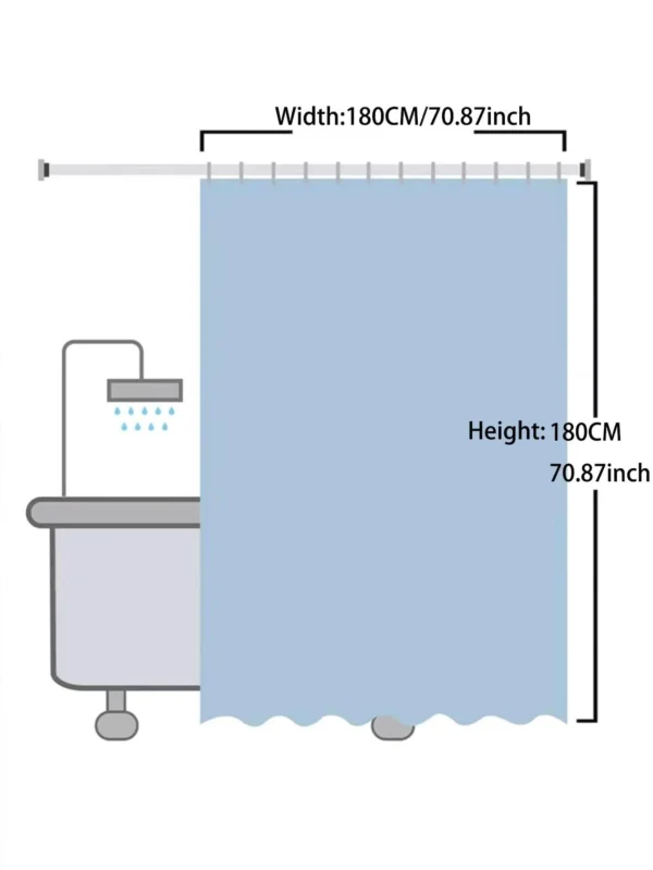 Black Leaf PE Waterproof Shower Curtain – Mildew-Proof Bathroom Partition