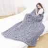 Bigacogo Chunky Knit Chenille Throw – 100% Hand-Knitted
