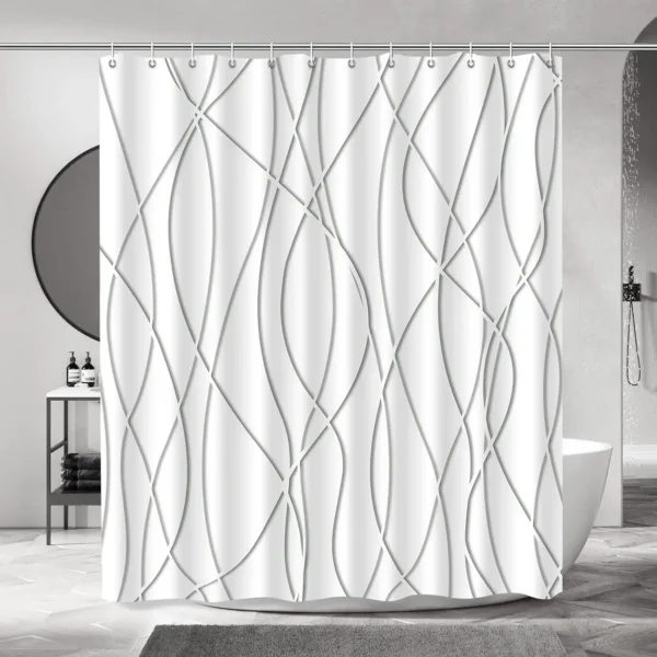 Modern corrugated fabric bathroom shower curtain