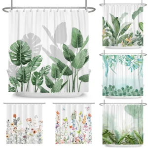 kf-S0bb141592079420bbbedc7bc519f5db52-Tropical-Greenery-Leaf-Shower-Curtain-Tulip-Bathroom-Curtain-Romantic-Refreshing-Curtain-Polyester-Waterproof-Bathroom-Shower Romantic Waterproof Polyester Shower Curtain