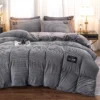 kf-S15a9cc2d86bf45bdbfc6d6ff381daa04g-3pcs-Solid-Color-Warm-Duvet-Cover-Set-Black-Striped-Plush-Comforter-Cover-with-Pillowcase-Adults-Children 3pcs Solid Color Warm Duvet Cover Set