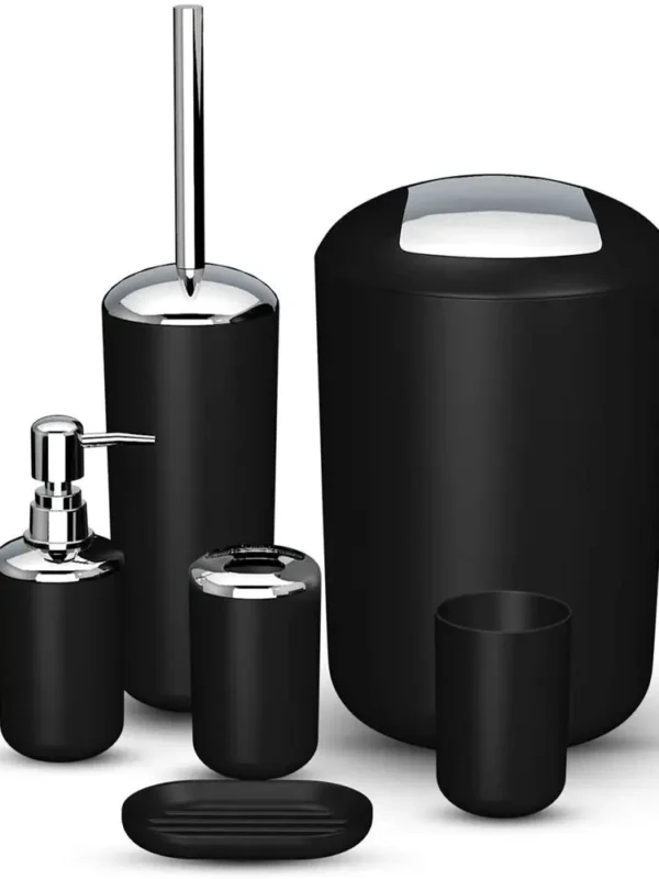 kf-S253b304d65f1465e8967b7d30ea5b26cY-Black-Grey-6Pcs-Luxury-Bathroom-Accessories-Toothbrush-Toothpaste-Holder-Soap-Dish-Washing-Toilet-Brush-Set-Necessities Black Grey Luxury Bathroom Accessories Set