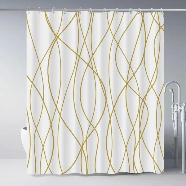 Modern corrugated fabric bathroom shower curtain