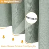 Luxury Linen Shower Curtain with Silver Metal Hooks