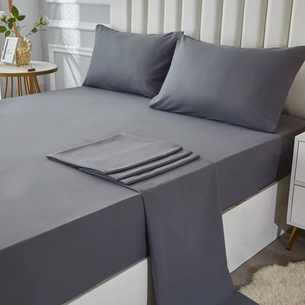 kf-S37028ab980dc4277af40938b8358773by-3-4pcs-Solid-Beding-Set-Waterproof-Fitted-sheet-Bed-Sheet-Pillowcases-Soft-Queen-KIng-Full-Twin 3/4pcs Solid Beding Set, Waterproof Fitted sheet & Bed Sheet & Pillowcases Soft, Queen, KIng, Full, Twin Size, White and Gray
