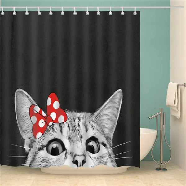 kf-S492d780267e04f04bf3d7a72e881333ff-New-Arrival-Cat-Shower-Curtain-3D-Print-Bathroom-Waterproof-Polyester-Curtain-Octopus-Washable-Bath-Decor-Curtains 3D Cat & Octopus Shower Curtain – Waterproof Polyester with 12 Hooks