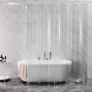 kf-S4ddfee7d8e4d4482a842e0f78a763158V-Clear-Shower-Curtain-Waterproof-White-Plastic-Bath-Curtains-Liner-Transparent-Pink-Bathroom-Mildew-PEVA-Home-Luxury Luxury Clear PEVA Shower Curtain Liner – Waterproof & Mildew-Resistant with Hooks