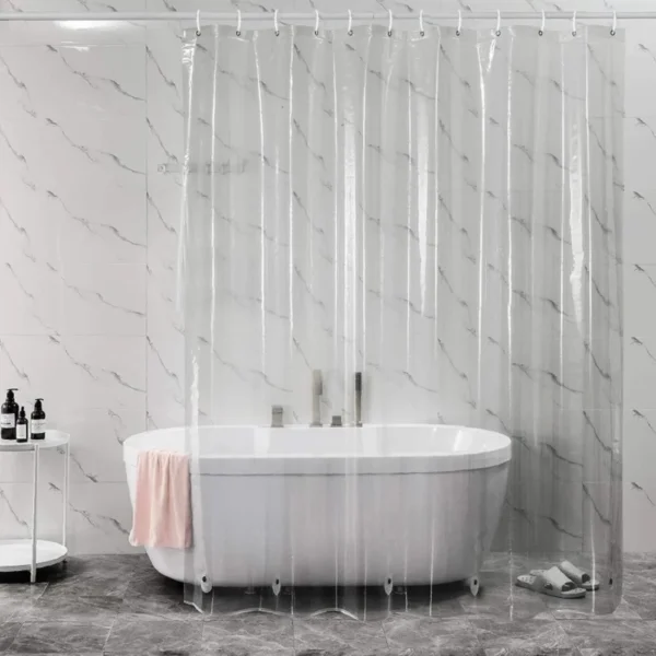 kf-S4ddfee7d8e4d4482a842e0f78a763158V-Clear-Shower-Curtain-Waterproof-White-Plastic-Bath-Curtains-Liner-Transparent-Pink-Bathroom-Mildew-PEVA-Home-Luxury Luxury Clear PEVA Shower Curtain Liner – Waterproof & Mildew-Resistant with Hooks