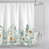 Watercolor Leaf & Floral Shower Curtain – Elegant Bathroom Decor with Hooks