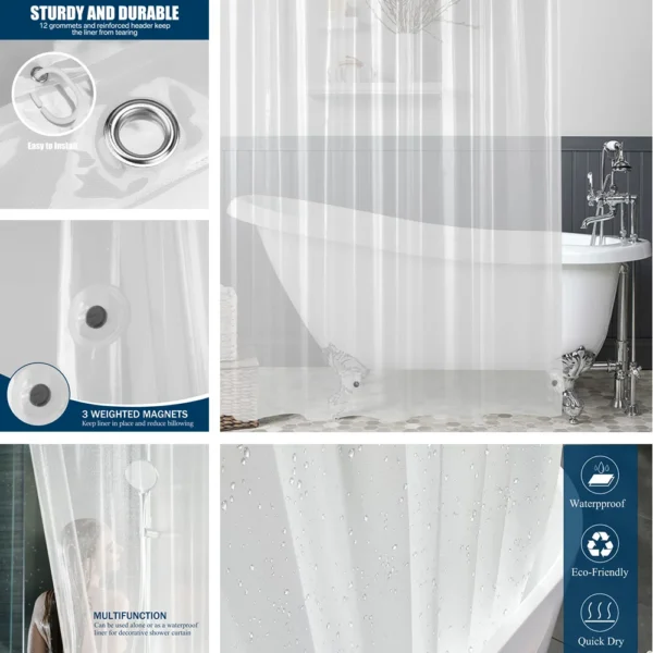 kf-S5426f13269fd48b983be765bfa793b6cQ-Clear-Shower-Curtain-Waterproof-White-Plastic-Bath-Curtains-Liner-Transparent-Pink-Bathroom-Mildew-PEVA-Home-Luxury Luxury Clear PEVA Shower Curtain Liner – Waterproof & Mildew-Resistant with Hooks
