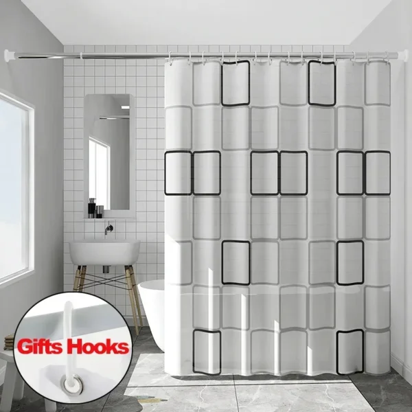 kf-S64f54b89e8b34cccb0286403e68025e5O-Bathroom-Shower-Curtains-with-Hooks-Waterproof-and-Mildew-Proof-Durable-Bathroom-Screens-PE-EVA-Self-crop Waterproof & Mildew-Proof PEVA Shower Curtain with Hooks