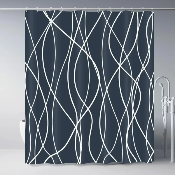 Modern corrugated fabric bathroom shower curtain