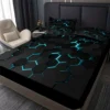 Blue 3D Hexagonal Honeycomb Geometry Print Bedding Set With Deep Pocket