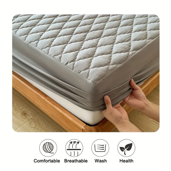 kf-S8416249d91904a0eac642d541b7aec65L-3pcs-Waterproof-Bed-Sheet-Set-1-Fitted-Sheet-2-Pillowcases-Without-Core-Breathable-Soft-Thickened-Mattress Waterproof Breathable Soft Thickened Mattress Protector Bed Sheet Set