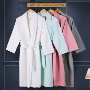 kf-S84e1d69882b345fd9cb0f2a74bbf34c1i-100-Cotton-Waffle-Bathrobe-Men-Women-Couple-Nightgown-Hotel-Bathrobes-Spring-Autumn-Waffle-Bath-Robes-Sleepwear 100% Cotton Waffle Bathrobe