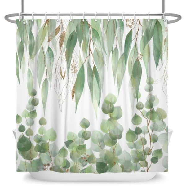 kf-S904c2cf20483478b908633b2874791a2Y-Tropical-Greenery-Leaf-Shower-Curtain-Tulip-Bathroom-Curtain-Romantic-Refreshing-Curtain-Polyester-Waterproof-Bathroom-Shower Romantic Waterproof Polyester Shower Curtain