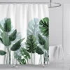 Watercolor Leaf & Floral Shower Curtain – Elegant Bathroom Decor with Hooks