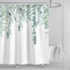 Watercolor Leaf & Floral Shower Curtain – Elegant Bathroom Decor with Hooks
