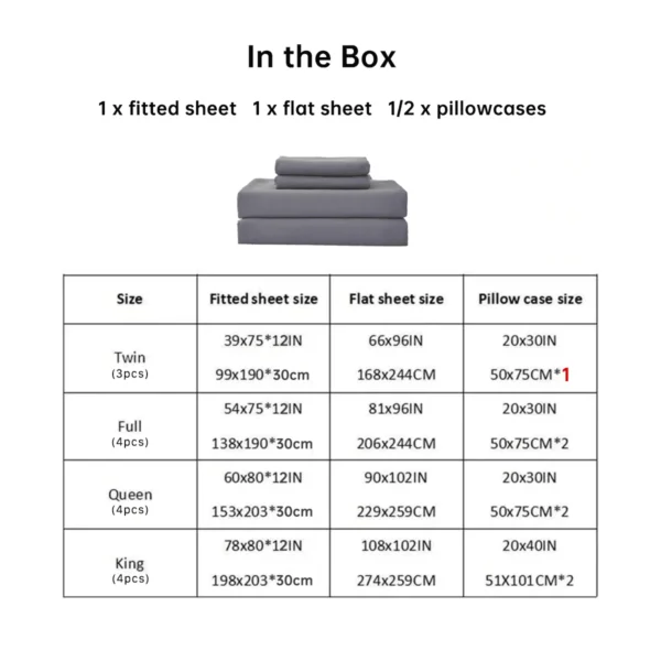 kf-Sbf86f39059e146b685ceb6e951816904w-3-4pcs-Solid-Beding-Set-Waterproof-Fitted-sheet-Bed-Sheet-Pillowcases-Soft-Queen-KIng-Full-Twin 3/4pcs Solid Beding Set, Waterproof Fitted sheet & Bed Sheet & Pillowcases Soft, Queen, KIng, Full, Twin Size, White and Gray