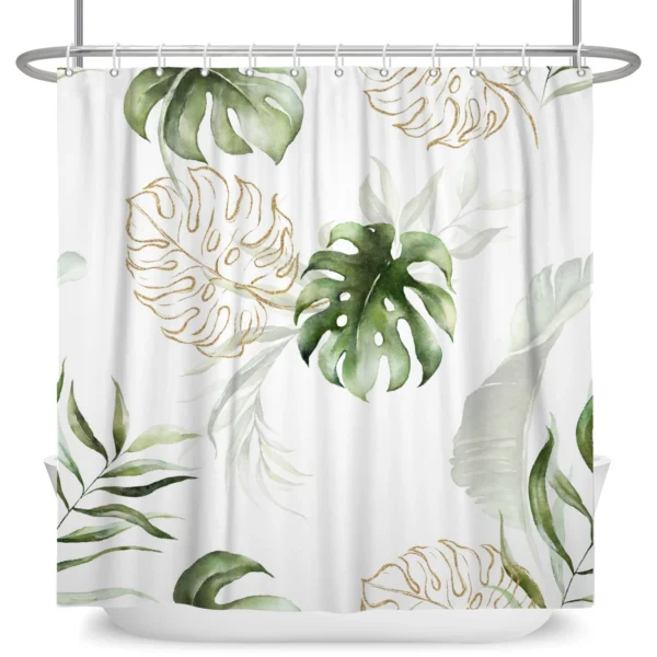 kf-Sc7608de07bae4e64924b99162274a1b0N-Tropical-Greenery-Leaf-Shower-Curtain-Tulip-Bathroom-Curtain-Romantic-Refreshing-Curtain-Polyester-Waterproof-Bathroom-Shower Romantic Waterproof Polyester Shower Curtain
