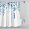 Watercolor Leaf & Floral Shower Curtain – Elegant Bathroom Decor with Hooks