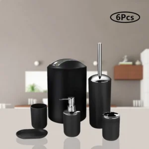 kf-Scf5bd85210704463af7a658ad0a71123n-Black-Grey-6Pcs-Luxury-Bathroom-Accessories-Toothbrush-Toothpaste-Holder-Soap-Dish-Washing-Toilet-Brush-Set-Necessities Black Grey Luxury Bathroom Accessories Set