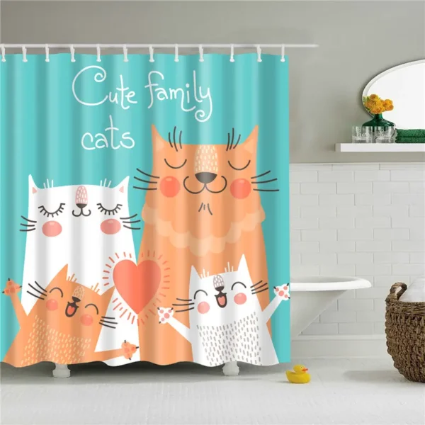 kf-Scfbe2a27b781460785463e2fbfd33183r-New-Arrival-Cat-Shower-Curtain-3D-Print-Bathroom-Waterproof-Polyester-Curtain-Octopus-Washable-Bath-Decor-Curtains 3D Cat & Octopus Shower Curtain – Waterproof Polyester with 12 Hooks