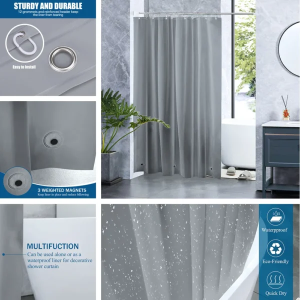 kf-Sd357370d73284faca5ed19998fef75ffq-Clear-Shower-Curtain-Waterproof-White-Plastic-Bath-Curtains-Liner-Transparent-Pink-Bathroom-Mildew-PEVA-Home-Luxury Luxury Clear PEVA Shower Curtain Liner – Waterproof & Mildew-Resistant with Hooks