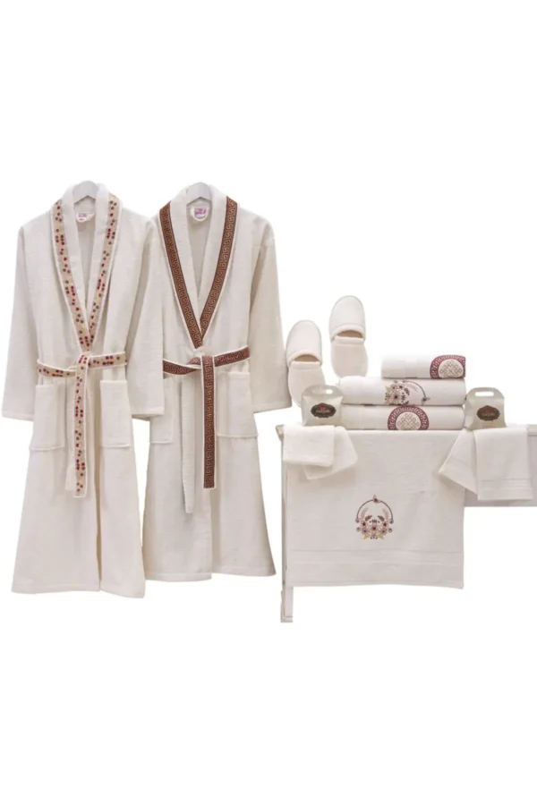 kf-Sd89377156e384114be554fda75ad213eO-Robe-Set-Bathrobe-Set-16-PCS-Men-Women-Bathroom-Nightglown-Hand-Face-Towel-Slippers-Poach-Soap Robe Set Bathrobe Set 16 PCS Turkish High Quality