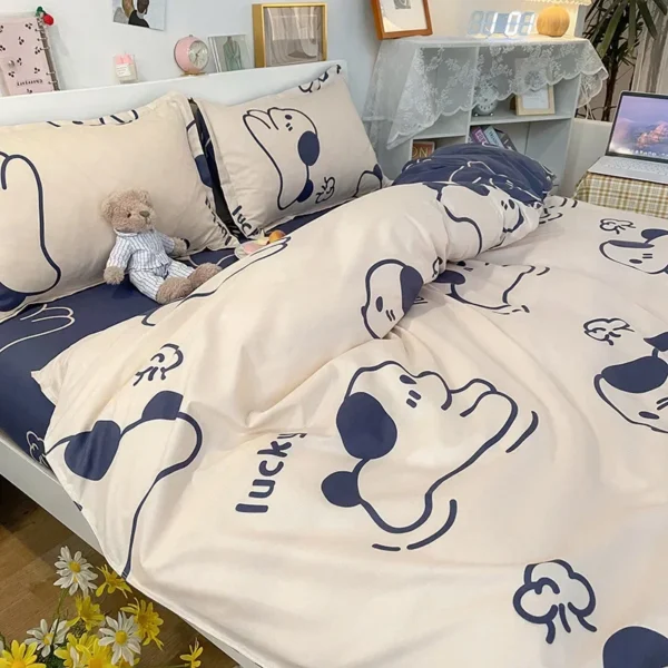 kf-Sda5c8391c076469baef5156a504dd06f8-Soft-Skin-Four-piece-Cartoon-Ins-Bed-Cover-Three-piece-Summer-Set-Single-Piece-Bedding-Dorm Soft Skin Four-piece Cartoon Bed Sheet Set