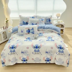 kf-Sdc153c64aa9c41cd873b6370cddb8f0aA-Disney-Stitch-Home-Textile-Bedding-Four-Piece-Set-Skincare-Polished-Student-Dormitory-Bed-Sheet-And-Quilt Disney Stitch Bedding Set