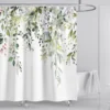 Watercolor Leaf & Floral Shower Curtain – Elegant Bathroom Decor with Hooks