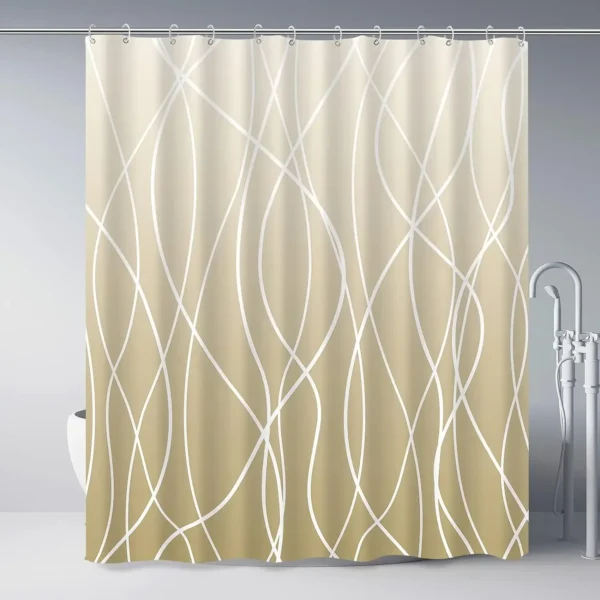 Modern corrugated fabric bathroom shower curtain